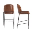 thumbnail image 4 of GZXS Modern Industrial Bar Stools Set of 2, 29"H Armless Pub Chairs with Faux Leather Upholstered Seat, Ergonomic Backrest and Metal Legs for Home Counter, Café, Kitchen Island (Brown), 4 of 8