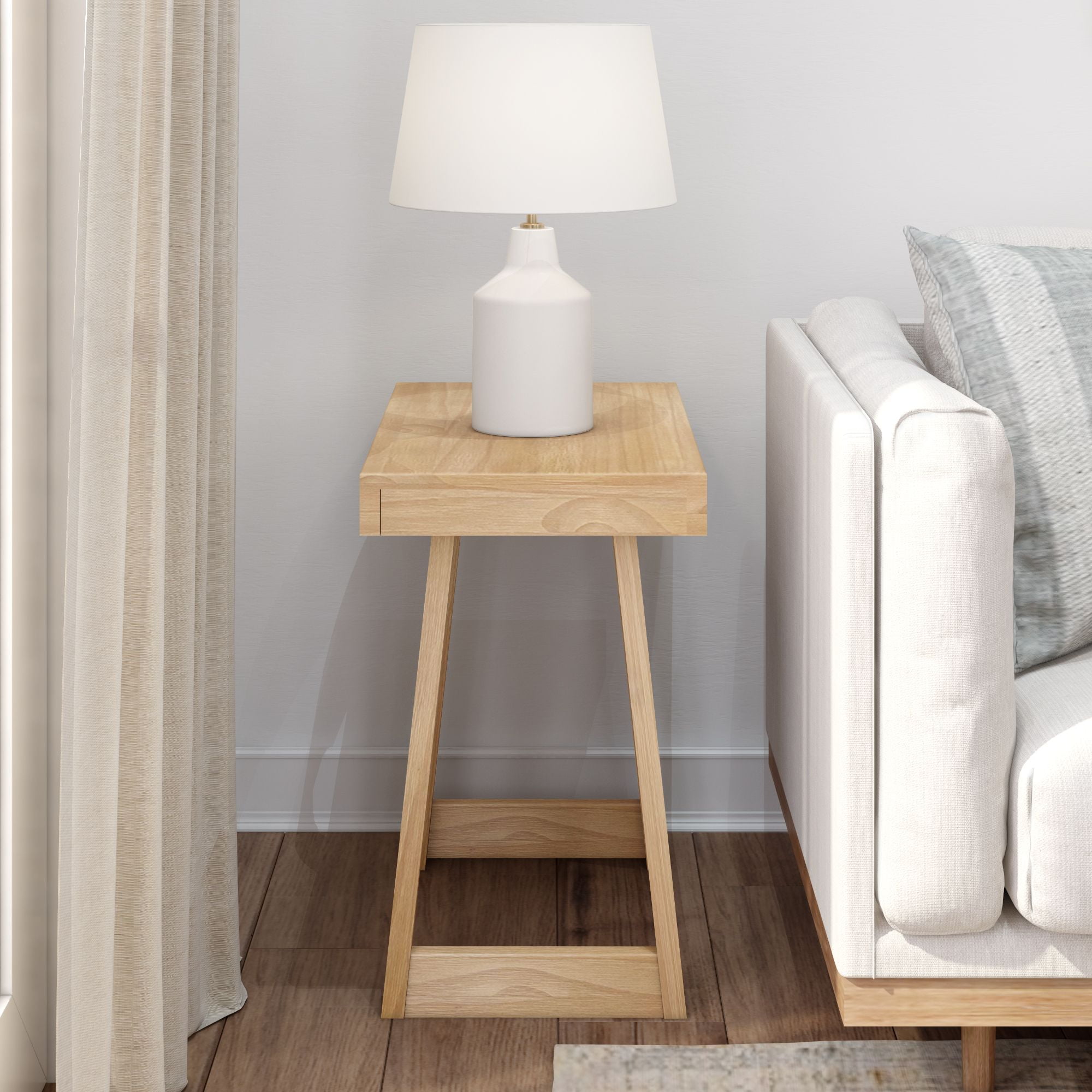 Plank+Beam Solid Wood Classic Rectangular Side Table, 25" Sofa Table for Living Room, End Table