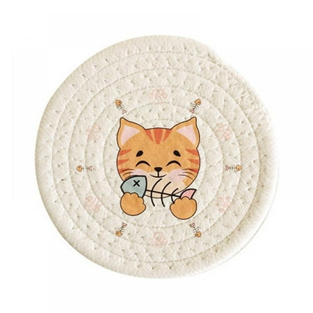 

Angmile Round Placemats Pure Hand Woven Cotton Placemats Heat Insulation and Anti-scald Woven Heat-resistant Placemats for Dining Tables Ideal for Dining Tables Dinner Parties Barbecues Potluck