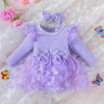 thumbnail image 2 of Teen Dresses Long Sleeve Preemie Baby Girl Lace Romper Fall Winter Flower Tulle Dress Party Gifts Photography Outfits, 2 of 7