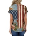 thumbnail image 4 of Iaqnaocc 4th Of July Shirts for Women Short Sleeve Button V-Neck Independence Day American Flag Floral Print Tees Retro 2026 Summer July 4th Celebration T Shirts for Women Blue M, 4 of 4