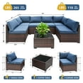 thumbnail image 2 of Decksplore 7 Piece Outdoor Furniture Set, 7 Pieces Outdoor Rattan Sectional Sofa Set with Glass Table and Cushions, Wicker Patio Conversation Set for Outdoor Indoor Backyard Lawn Garden Porch Blue, 2 of 11