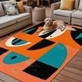 thumbnail image 2 of Fsddascl Orange Teal Black Outdoor Rug for Patio/Deck/Porch, Non-Slip Large Area Rug 4 x 6 Ft, Modern Impressionist Geometric Indoor Outdoor Rugs Washable Area Rugs, Reversible Camping Rug Carpet, 2 of 5