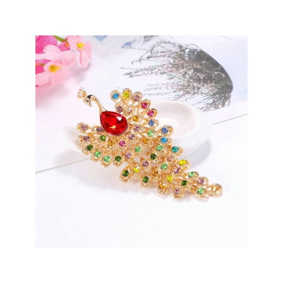 Fashion Exquisite Exaggerated Large Peacock Brooches Pin For Women Phoenix Color Rhinestone Crystal Bird Animal Brooches Lapel Pins Wedding Christmas Birthday Jewelry