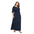 thumbnail image 3 of U.Vomade Robe d'Été pour Femme Grande Taille, Couleur Unie, Manches Courtes, Col Rond, Robe Décontractée, 3 of 7