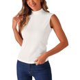 thumbnail image 4 of INSPIRE CHIC Mock Neck Blouse for Women's Summer Knit Ribbed Sleeveless Tops, 4 of 5