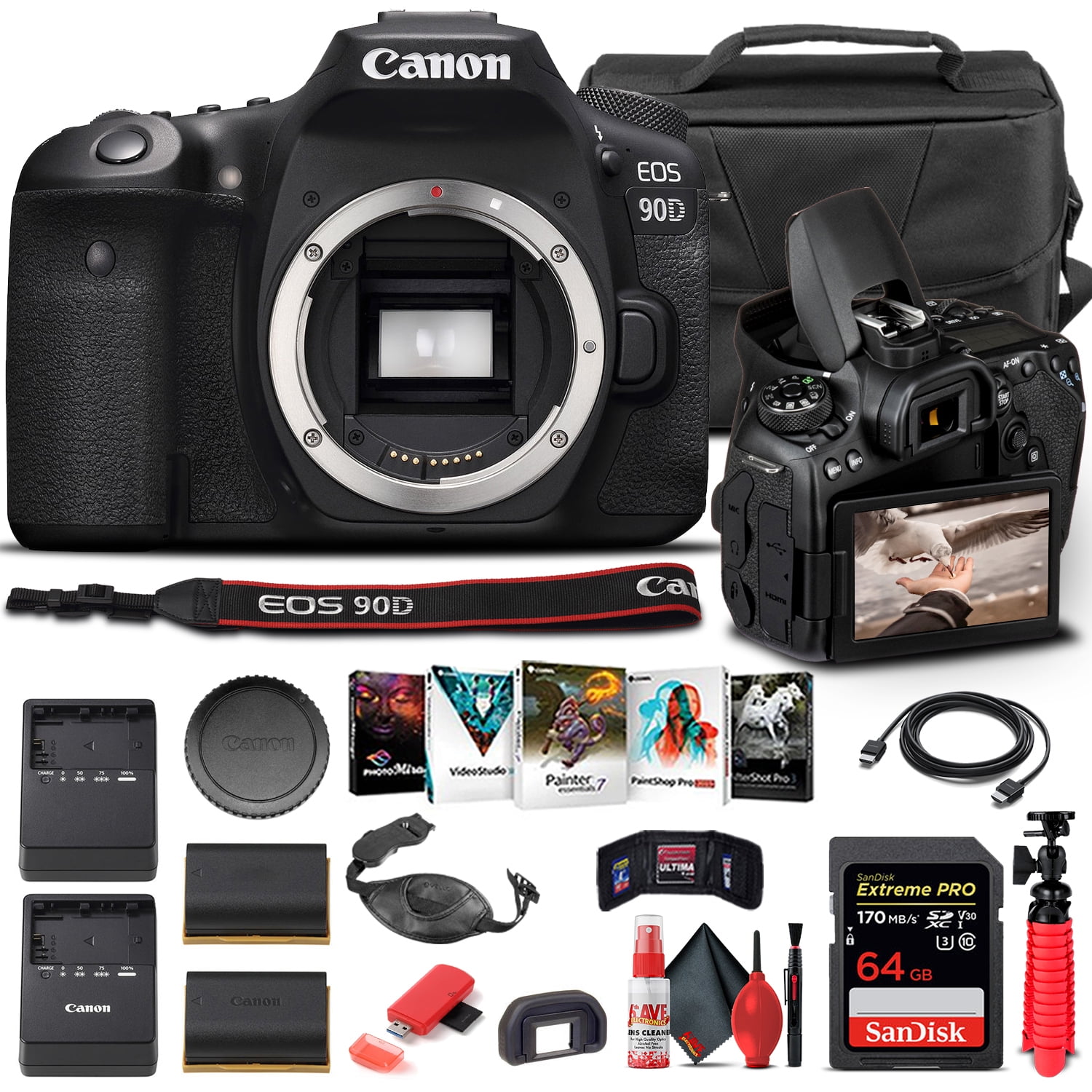 Canon EOS 90D DSLR Camera Body Only 3616C002 - Basic Bundle (International Version)