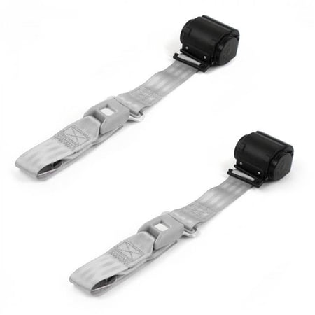 SafeTBoy Standard 2 Point Gray Retractable Bucket Seat Belt Kit with 2 Belts for 1953-1970 Jeep CJ & DJ