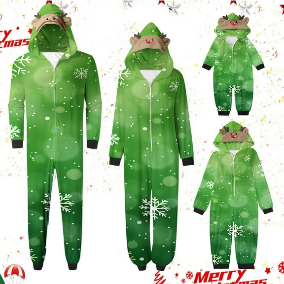 Wyobmus Matching Family Christmas Pajamas Jupmsuits Comfy Xmas Print Long Sleeve Zipper Onesie Loungewear Pjs Soft Christmas Pjs for Dad