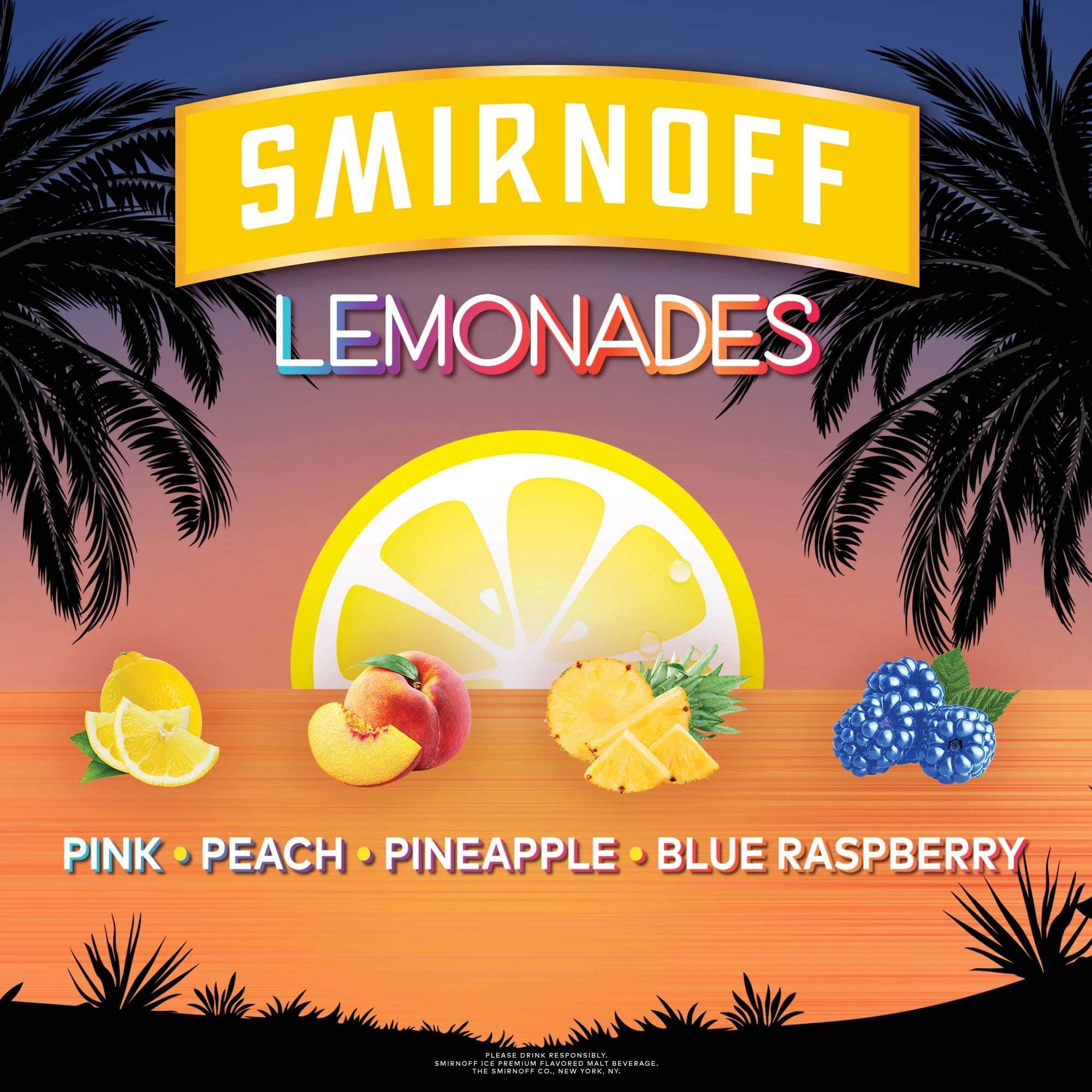 Smirnoff Ice Neon Lemonade Variety, 12 Pack Cans, 12 fl oz, 4.5% ABV