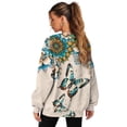 thumbnail image 4 of Yuyamidu Boho Flower Butterfly Women's Novelty Sweatshirts Womens Oversized Long Sleeve T-shirts Casual Workout Tops Crewneck Loose Pullover with Pockets Spring Fall Outfits Winter Clothing XL, 4 of 7