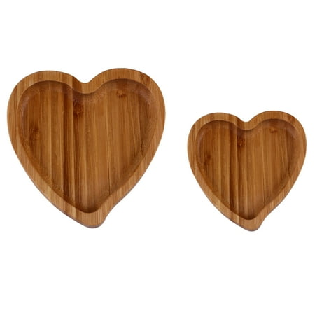 

2pcs Heart-shaped Wood Jewelry Tray Heart-shaped Bamboo Wood Trays for Storage