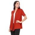 thumbnail image 3 of Women's Casual Solid Short Sleeve Basic Open Draped Front Cardigan Office Wear, 3 of 6