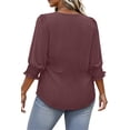 thumbnail image 4 of WellSize 3/4 Sleeve Womens Plus Size Tops Dressy Square Neck Casual Blouses Smocked Cuffs Summer Shirts, 4 of 7