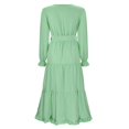 thumbnail image 3 of Gibobby Vestido Casual para Mujer Otoño mujer manga larga color sólido cuello en V vestido casual swing vestido de fiesta con cinturón(AG,G), 3 of 5