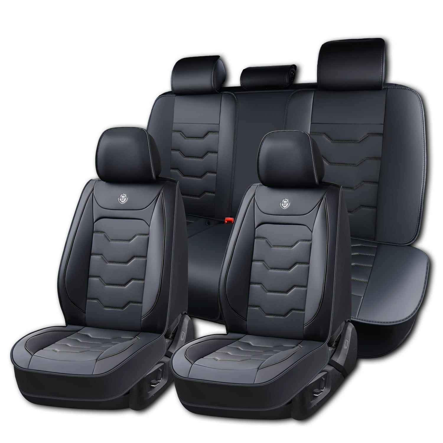 2017 Car Seat Cover for Jeep Wrangler , Waterproof Faux Leather 5 Seats Full Set Easy to Clean and Install Protect and Upgrade Seats, Black Car Seat Covers, Only 4 Doors, Pet Car Seat Covers