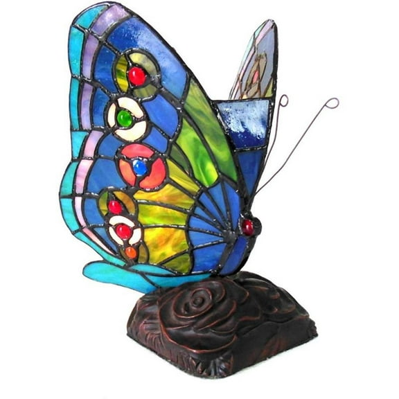 Pemberly Row 1 Tiffany-style 1 Light Butterfly Accent Table Lamp 10" Tall