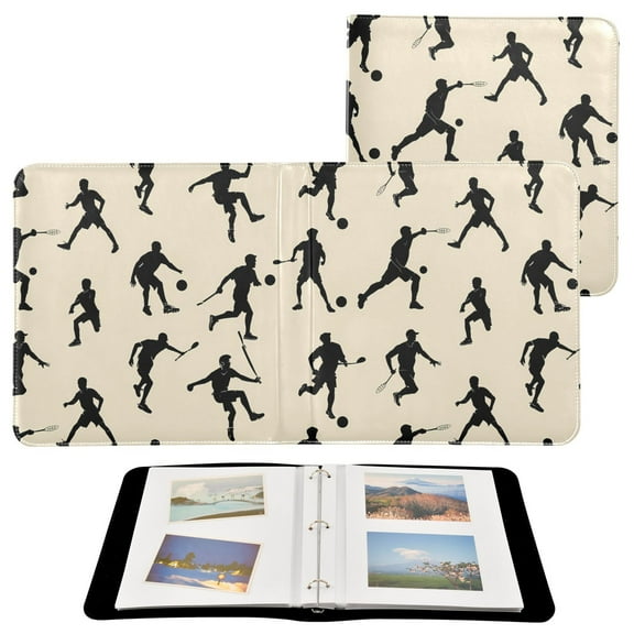 Leather Cover Photo Album 80 Pockets 4x6 Photos Bookshelf Picture Album Sports Silhouettes