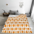 thumbnail image 5 of Rateoe Orange argyle Print Fuzzy Fleece Throw Blanket Extra Large,Super Soft,Fluffy and Warm Blankets for Couch,Bed,All Season Use-50"x40", 5 of 7
