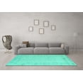 thumbnail image 3 of Ahgly Company Machine Washable Indoor Rectangle Solid Turquoise Blue Modern Area Rugs, 2' x 3', 3 of 4