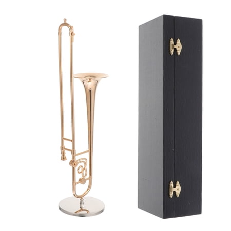 Raindrops Trombone Ornament Mini Musical Instrument Decor Display Model Child Golden