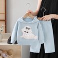 thumbnail image 2 of Piuwrlz Kids Sweatsuits Sets 2pcs Girls Jogger Set Knitted Sweats and Sweatpants Blue Size 7 Years, 2 of 8