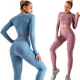 thumbnail image 5 of Conjunto de Yoga sin costuras, conjunto deportivo de 2 piezas, ropa de mujer, Top corto de gimnasia de manga larga, Leggings de cintura alta, conjunto de entrenamiento, ropa deportiva para Fitness, 5 of 5