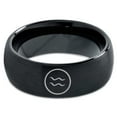 thumbnail image 2 of Tungsten Horoscope Aquarius Band Ring 8mm Men Women Comfort Fit Black Dome Brushed Polished, 2 of 4