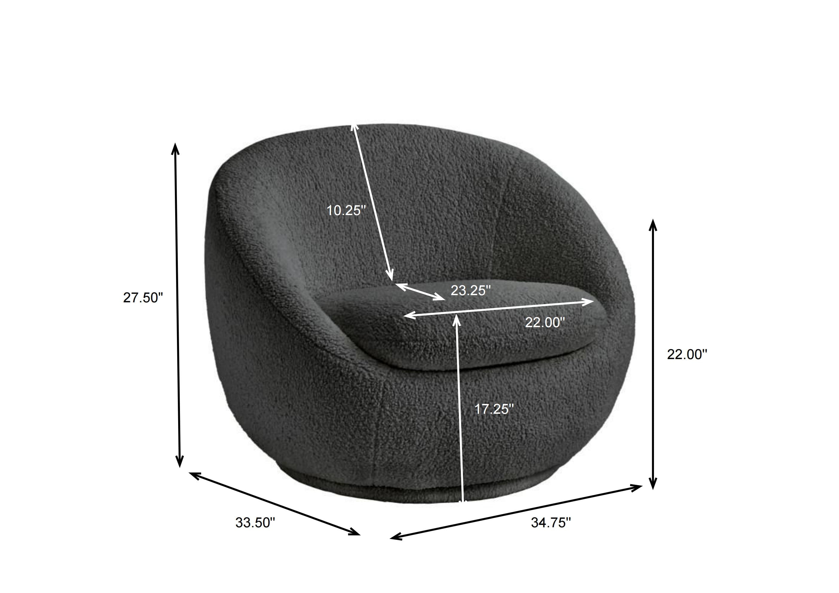 Better Homes & Gardens Mira Swivel Chair, Gray Shearling  (图2)