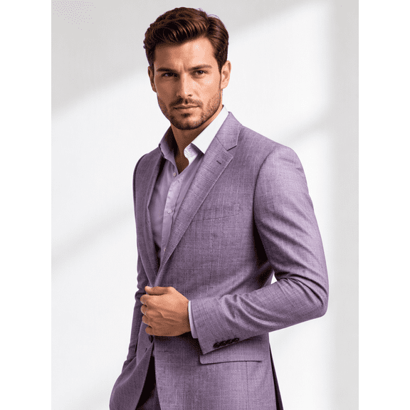 Tbfashion Mens Two Button Notched Lapel Blazer Long Sleeve Tailored Business Casual Jacket