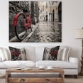 thumbnail image 4 of Designart 'Retro Vintage Red Bike' Cityscape Photo Print on Natural Pine Wood, 4 of 5