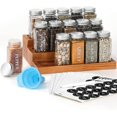 thumbnail image 1 of Countertop Spice Rack with 16 Glass Spice Jars, 3-Tier Bamboo Space Saver Step Shelf Countertop For Kitchen Cabinet Pantry, Printed Spice Labels, Chalk rd and Funnel Included, 1 of 7