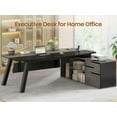 thumbnail image 4 of 71" Executive Desk with File Cabinet, Large Office Desk with Drawers and Shelves, L Shaped Computer Desk with Power Outlets, Business Furniture Desk Workstation for Home Office, Gray, 4 of 8