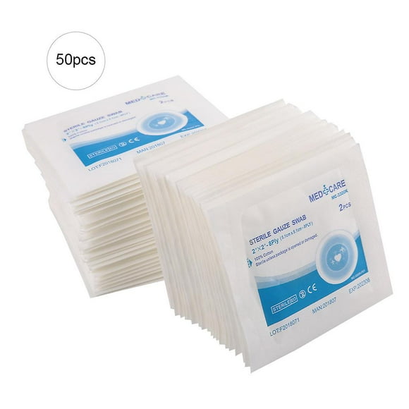 100% Cotton Waterproof Sterile Medical Gauze Pad for First Aid (2" x 2")