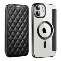 Allytech Flip Case for Apple iPhone 12, Magsafe Case Wireless Charging Support Anti-Scratch Shockproof Cards Holder Wallet Case Cover for iPhone 12 - Black