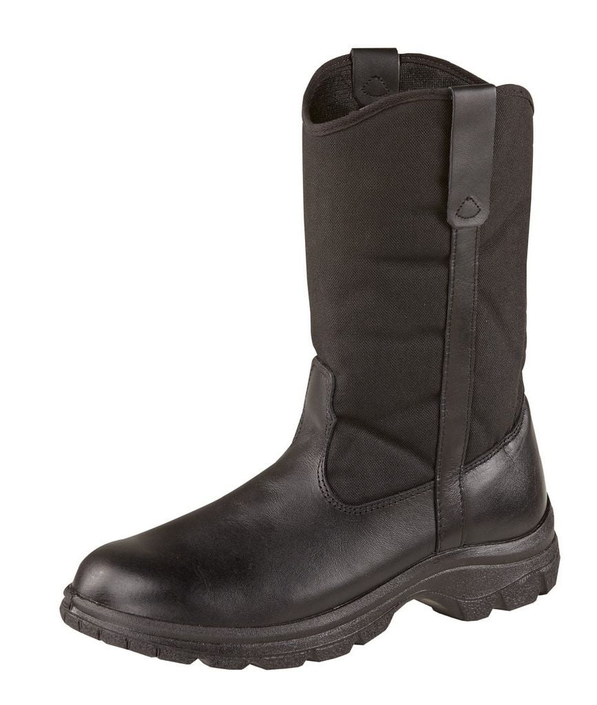 black wellington work boots