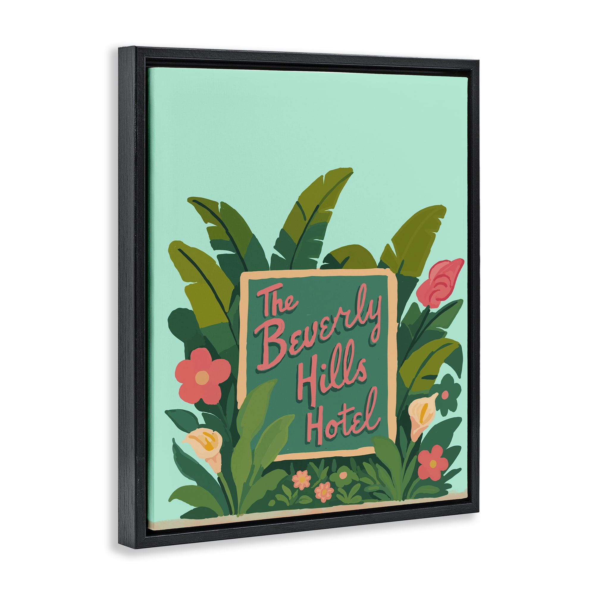 Stupell Industries Beverly Hills Hotel Black Framed Floater Canvas Wall Art, design by Amelia Noyes