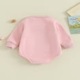thumbnail image 4 of Baby Fall Romper Long Sleeve Snap Shoulder Letter Embroidery Bodysuit, 4 of 9