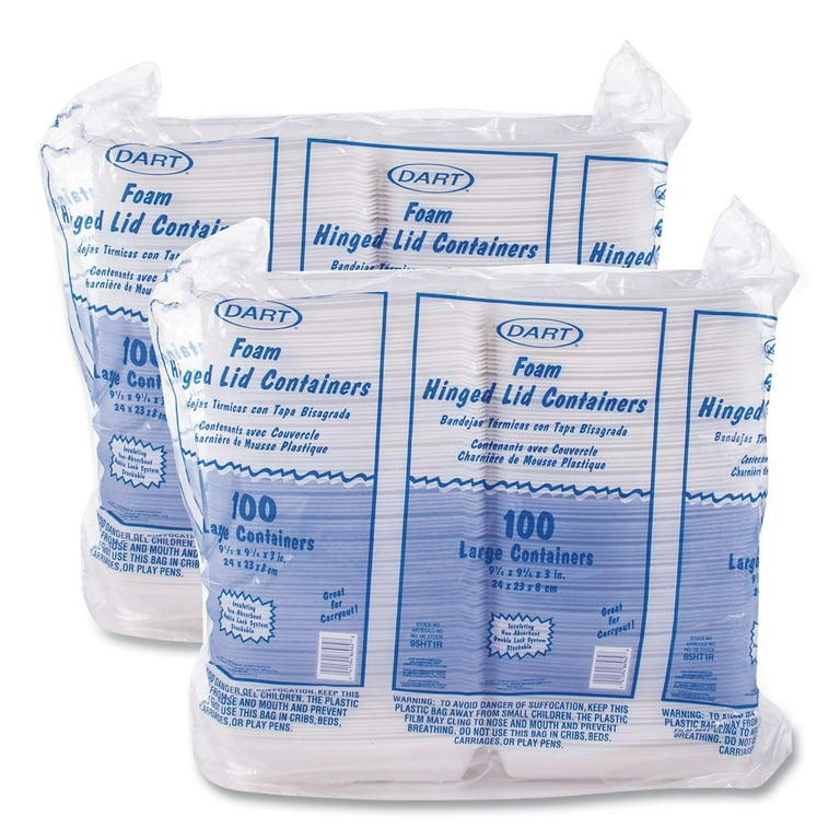 Foam Hinged Lid Containers, 9.25 x 9.5 x 3, 200/Carton Foam Hinged Lid Containers, 9.25 x 9.5 x 3, 200/Carton