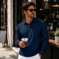 thumbnail image 3 of Hngshg Mens Tee Shirts Casual Button Up Collared Pullover Tops Dressy Long Sleeve Solid Color Golf T-Shirts, 3 of 7
