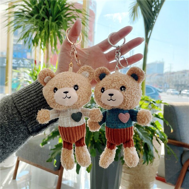 Hot Teddy Bears Brand New Soft Stuffed Cloth Plush High Quality 15CM Bear Plush Pendant Keychain Children Christmas Giftskey chain8 He Qiyong unisex