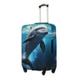 thumbnail image 2 of Daiia Ice Blue Ocean Cute Dolphin Luggage Cover, Thickened Washable Travel Luggage Covers, Elastic Unique Baggage Covers for 18-20 inch Luggage-Large, 2 of 9