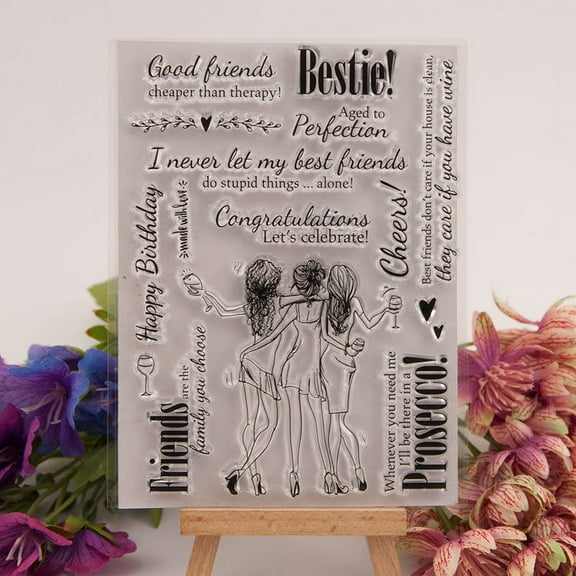 Ouginx Clear Stamps, Good Friends Rubber Stamp for Scrapbooking and Card Making Supplies
