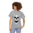 thumbnail image 3 of Halloween Horned Devil Monster Skull Unisex Cotton Short Sleeve T-Shirt, 3 of 4