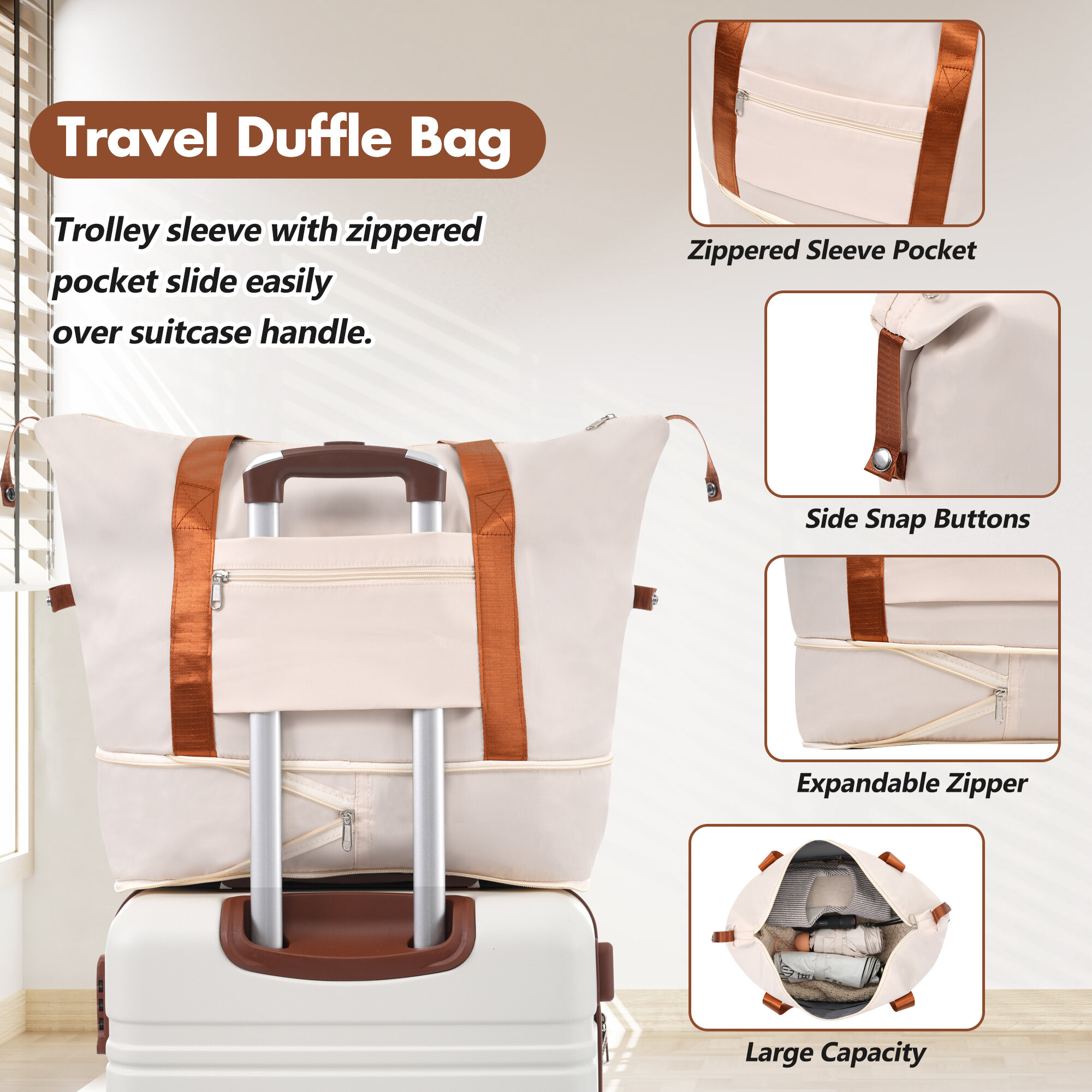 Hardside Suitcase, Hardshell Luggage Sets with Bags Lightweight Suitcase Double Spinner Wheels with TSA Lock ,Single Vintage Luggage 24 IN,White, White Hardside Luggage,Abs Hardside Checked Luggage