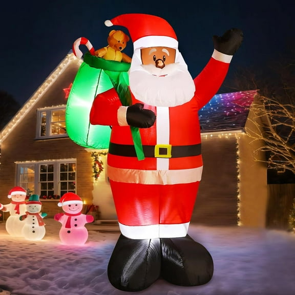 ​​5ft Inflatable Black Santa | Weather-Resistant for Indoor/Outdoor | Christmas Holiday Yard Decoration​​
