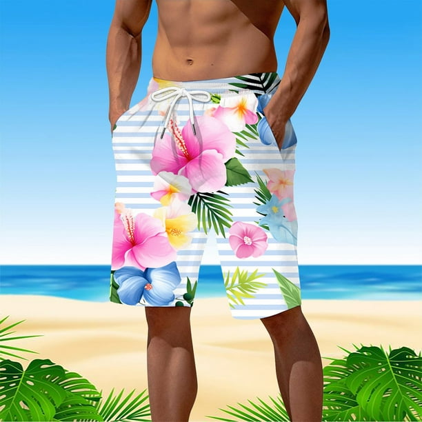 WILLBEST Pantalones Cortos Casuales de Verano para Hombre con Estampado Digital 3D y Cintura Elástica para Playa