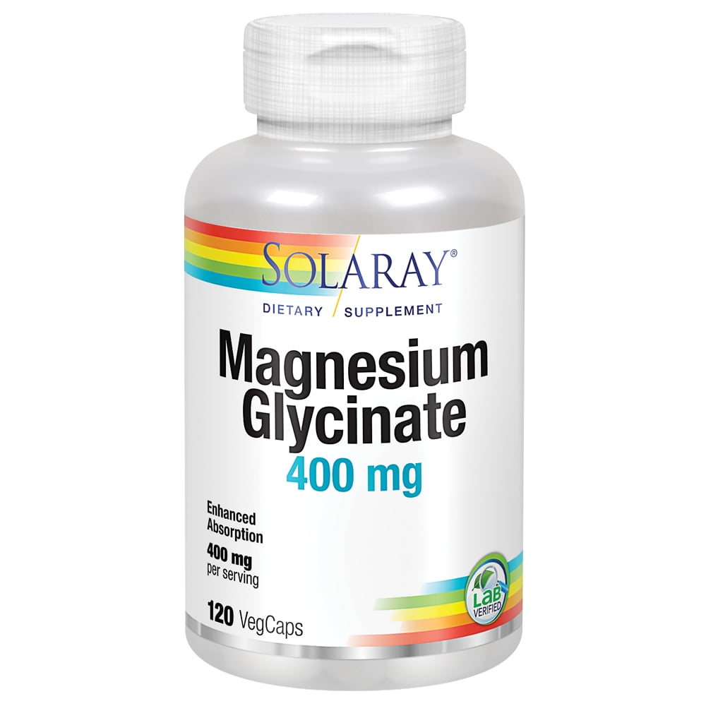 Solaray Magnesium Glycinate 400 mg Healthy Relaxation, Bone & Cardiovascular Support (120 CT