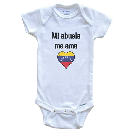 

My Grandma Loves Me Spanish Language Venezuela Heart Flag Baby Bodysuit 6-9 months white