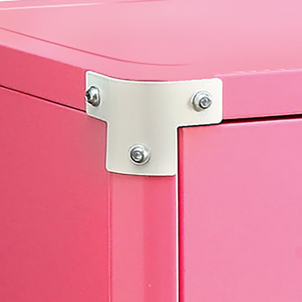 Furniture of America Daiton 2-Shelf Race Car Metal Pink Kids Nightstand with Door